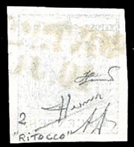 1850 - 10 cent. nero, ritocco, ... 