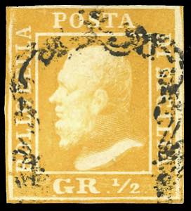 1859 - 1/2 grano arancio, II tavola, carta ... 