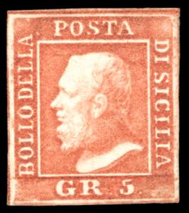 1859 - 5 grana vermiglio, I tavola (10a), ... 