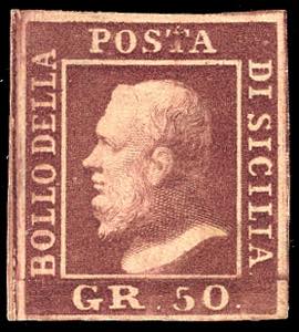 1859 - 50 grana lacca bruno (14), gomma ... 