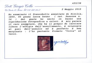 1859 - 50 grana lacca bruno (14), ... 