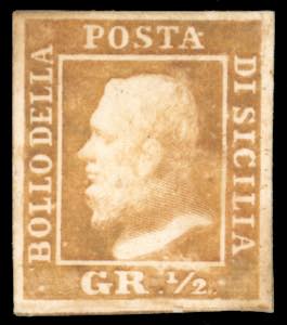 1858 - 1/2 grano giallo ocra, prova La ... 