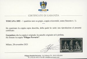 1851 - 1 quattrino nero su grigio ... 