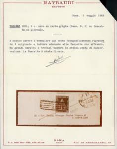 1857 - 1 quattrino nero su grigio ... 