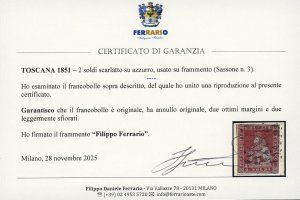 1851 - 2 soldi scarlatto su ... 