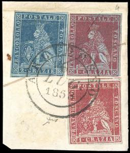 1851 - 1 crazia, un esemplare carminio ... 