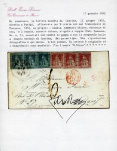 1853 - 1 crazia carminio chiaro, ... 