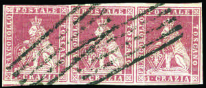 1851 - 1 crazia carminio bruno su grigio ... 