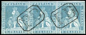 1851 - 2 crazie azzurro chiaro su grigio ... 