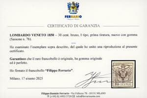 1850 - 30 cent. bruno, I tipo, ... 