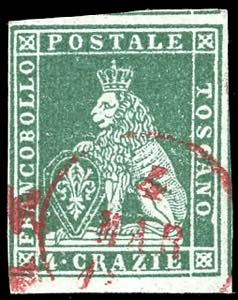 1851 - 4 crazie verde su grigio (6), ... 