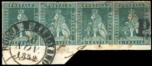 1852 - 4 crazie verde su grigio (6), ... 