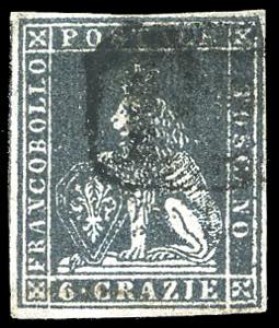 1851 - 6 crazie ardesia su grigio (7), ... 