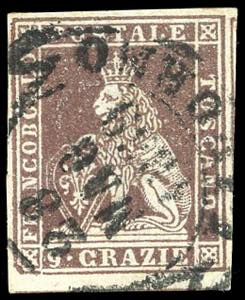 1851 - 9 crazie bruno violaceo (8), ... 