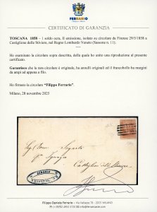 1858 - 1 soldo ocra, II emissione ... 