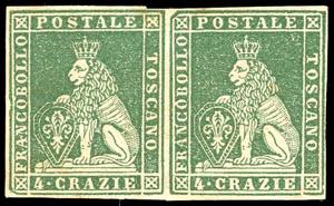 1851 - 4 crazie verde, prova su carta bianca ... 
