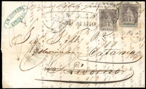 1859 - 9 crazie bruno violaceo su grigio ... 