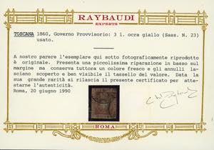 1860 - 3 lire ocra giallo (23), ... 