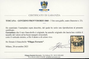 1860 - 3 lire ocra giallo (23), ... 