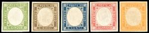 1861 - Non emessi, serie completa (1/5), ... 