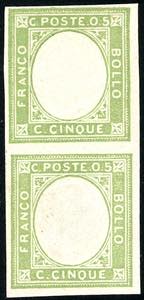 1861 - 5 cent. verde giallo, non emesso, ... 