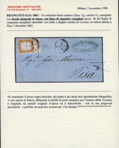 1862 - 10 cent. bistro arancio, ... 
