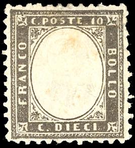 1862 - 10 cent. bruno grigiastro, ... 