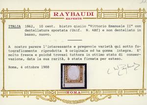 1862 - 10 cent. bistro giallastro, ... 
