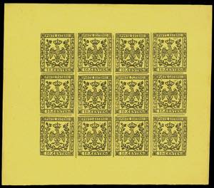 1852 - 10 cent. giallo, carta lucida ... 