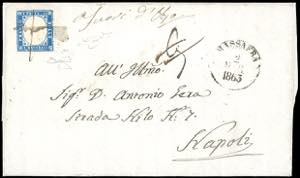 1863 - 15 cent. azzurro chiaro tipo Sardegna ... 