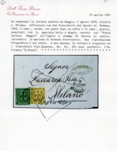 1859 - 5 cent. verde, punto dopo ... 
