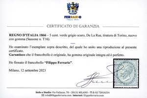 1866 - 5 cent. De La Rue, tiratura ... 