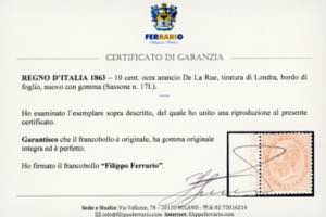 1863 - 10 cent. ocra arancio, De ... 