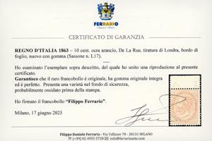 1863 - 10 cent. ocra arancio, De ... 