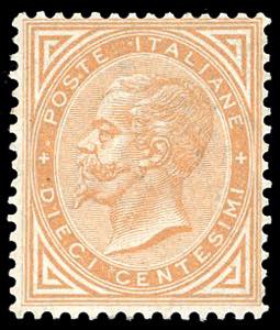 1866 - 10 cent. ocra giallo, De La Rue, ... 