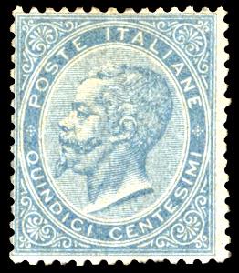 1863 - 15 cent. celeste chiaro, De La Rue ... 