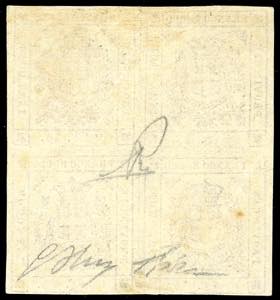 1859 - 15 cent. bruno (13), blocco ... 