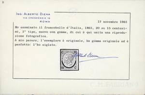 1865 - 20 cent. su 15 cent. Ferro ... 