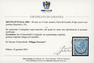 1865 - 20 cent. su 15 cent. Ferro ... 