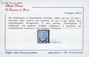 1865 - 20 cent. su 15 cent. Ferro ... 