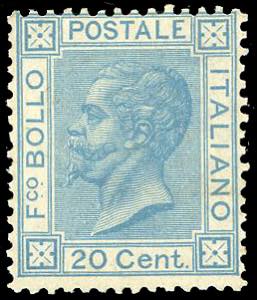 1867 - 20 cent. celeste chiaro, Tiratura di ... 