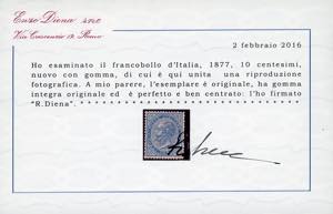 1877 - 10 cent. azzurro (27), ... 