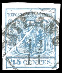1852 - 45 cent. azzurro ardesia, II tipo, ... 