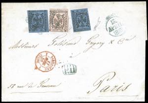 1858 - 10 cent. rosa e 40 cent. azzurro, due ... 