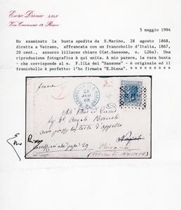 1868 - 20 cent. azzurro lillaceo ... 