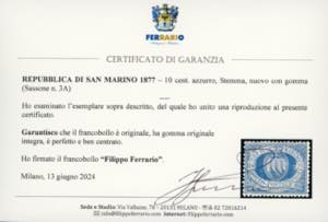 1888 - 10 cent. azzurro Stemma ... 