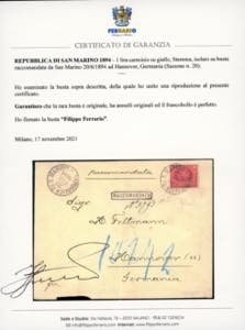 1894 - 1 lira carminio su giallo ... 