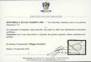 1894 - 1 lira oltremare, Stemma ... 