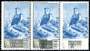 1949 - 10 lire Paesaggi (349), striscia ... 