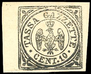 1859 - 10 cent. nero Aquilotto (5), filetto ... 